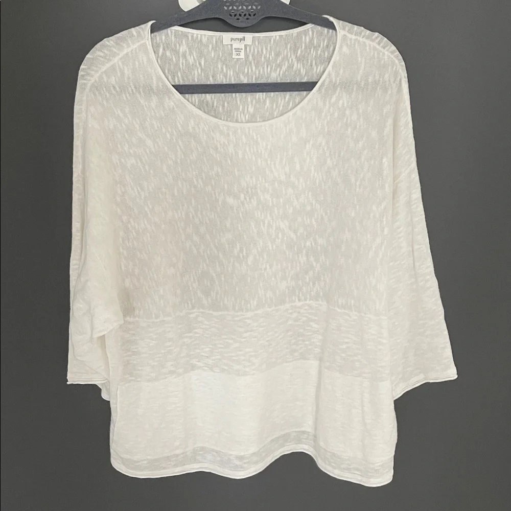 Pure Jill Linen Blend White Oversized Lightweight Summer SweaterTop XS - Picture 1 of 6